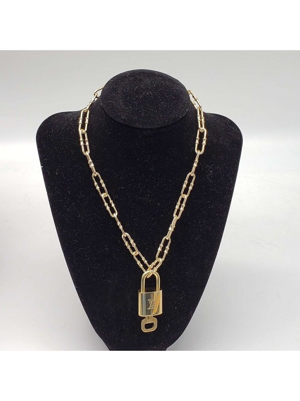 Authentic Louis Vuitton Lock and Key Gold Color with Gold Plated Chain Necklace